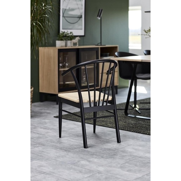 Krzesło z podłokietnikami Cassandra czar ne/naturalne - ACTONA